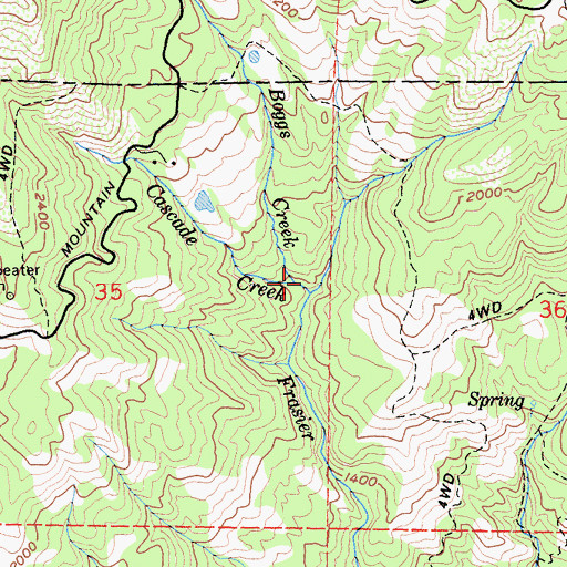 Topographic Map of Boggs Creek, CA