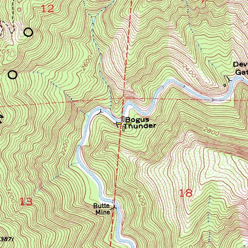 Topographic Map of Bogus Thunder, CA