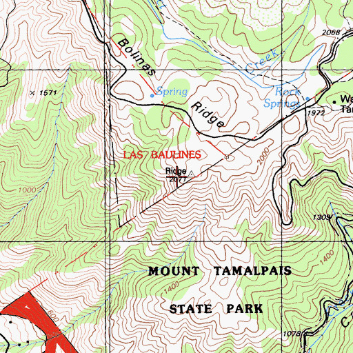 Topographic Map of Bolinas Ridge, CA