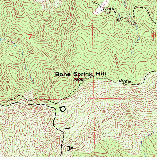 Topographic Map of Bone Spring Hill, CA