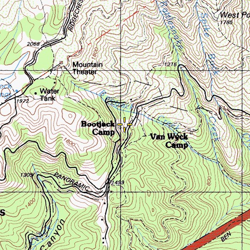 Topographic Map of Bootjack Camp, CA