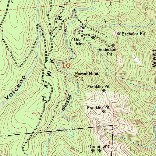 Topographic Map of Bowen Mine, CA