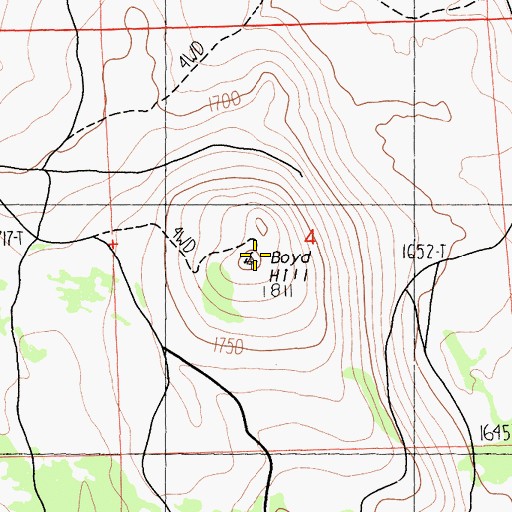 Topographic Map of Boyd Hill, CA