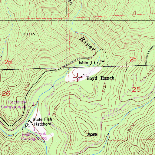 Topographic Map of Boyd Ranch, CA