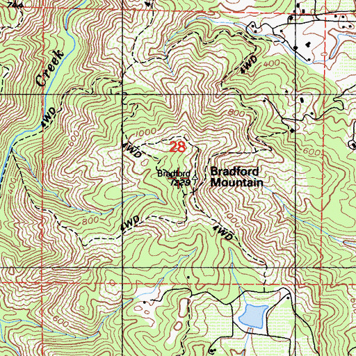 Topographic Map of Bradford Mountain, CA