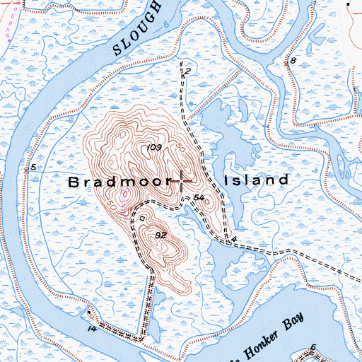 Topographic Map of Bradmoor Island, CA