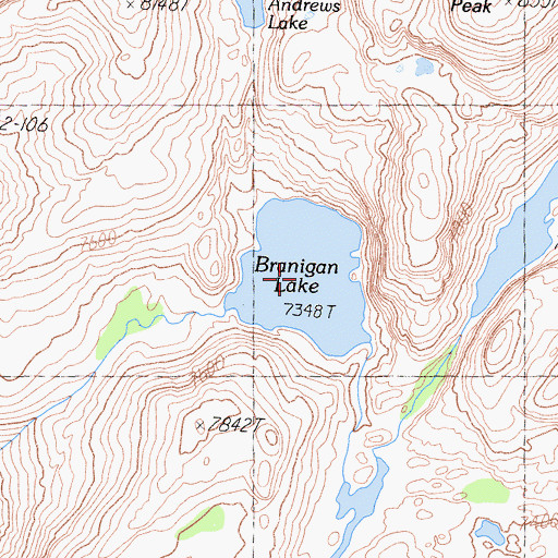 Topographic Map of Branigan Lake, CA