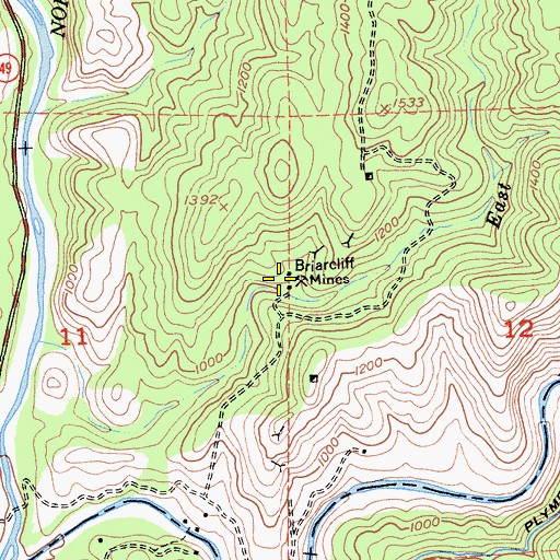 Topographic Map of Briarcliff Mines, CA