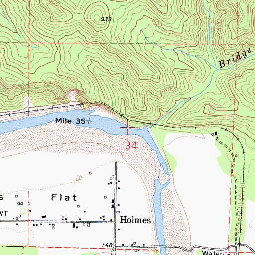 Topographic Map of Bridge Creek, CA