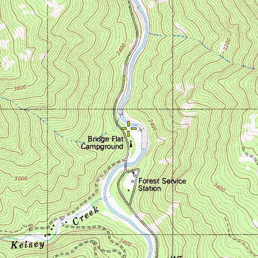 Topographic Map of Bridge Flat, CA