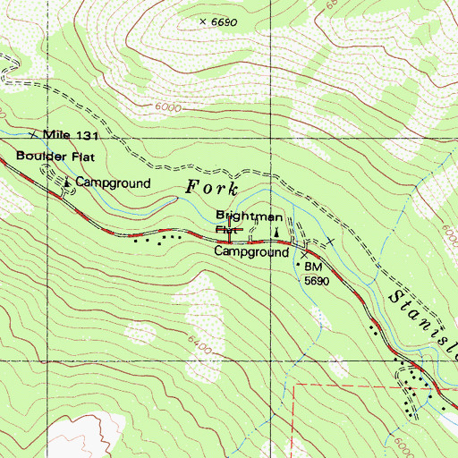 Topographic Map of Brightman Flat, CA