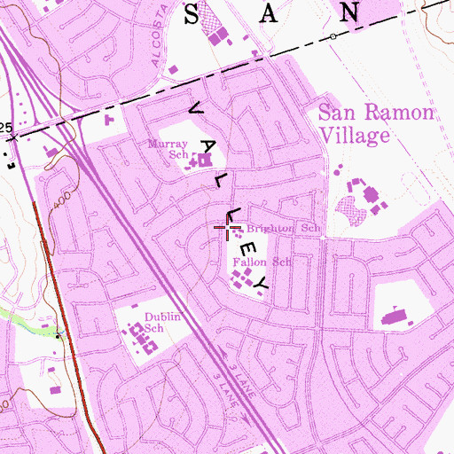 Topographic Map of Brighton School, CA