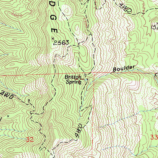 Topographic Map of Britton Spring, CA