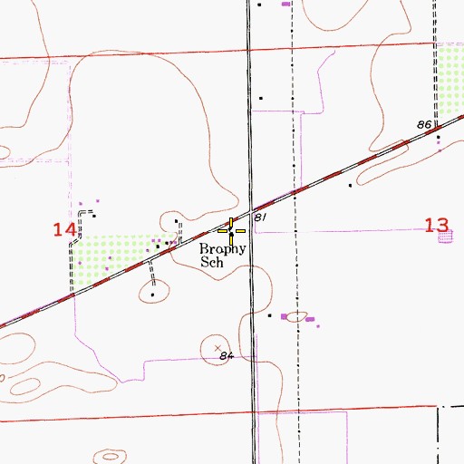 Topographic Map of Brophy School, CA