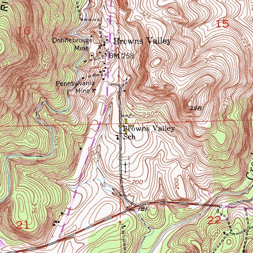 Topographic Map of Browns Valley Elementary School, CA