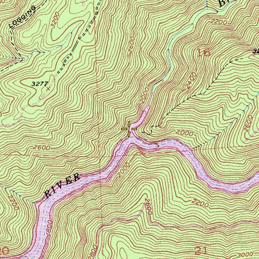 Topographic Map of Brush Creek, CA