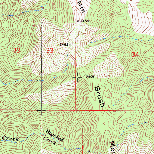 Topographic Map of Brush Mountain, CA