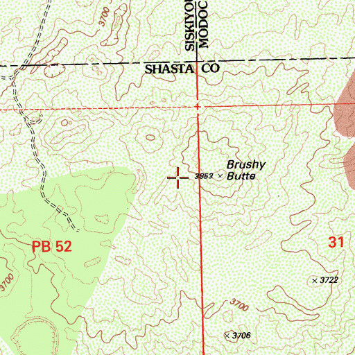 Topographic Map of Brushy Butte, CA