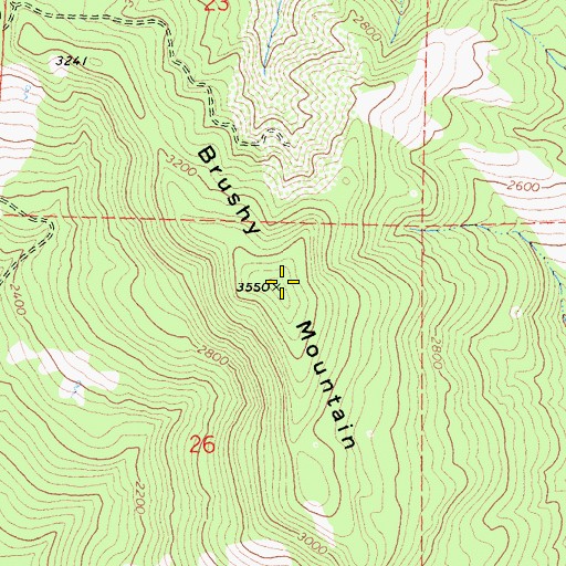 Topographic Map of Brushy Mountain, CA