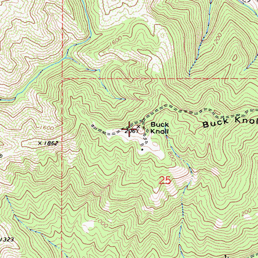Topographic Map of Buck Knoll, CA