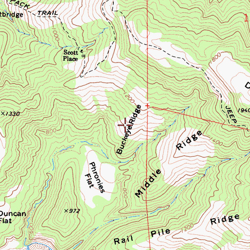 Topographic Map of Buckeye Ridge, CA