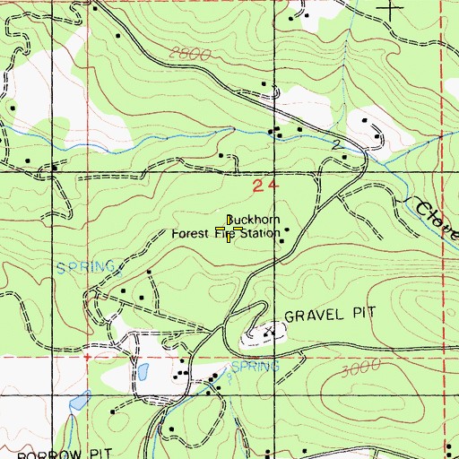 Topographic Map of Buckhorn Forest Fire Station, CA