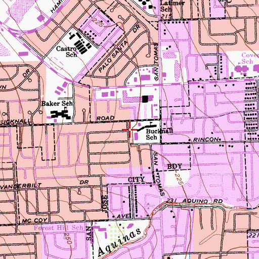 Topographic Map of The Harker School Lower Campus, CA