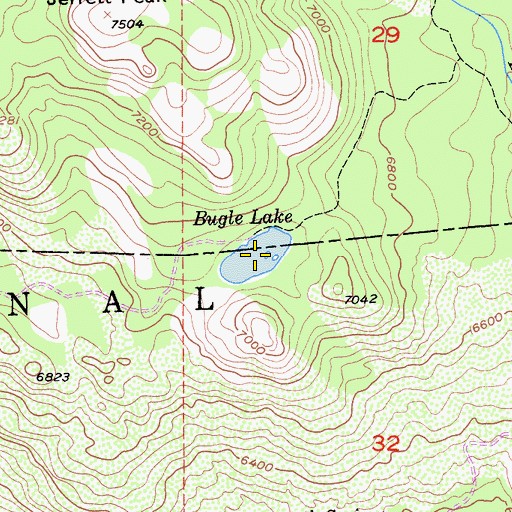 Topographic Map of Bugle Lake, CA