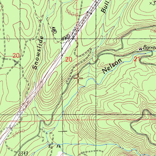 Topographic Map of Bull Creek, CA