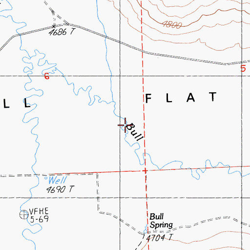 Topographic Map of Bull Flat, CA
