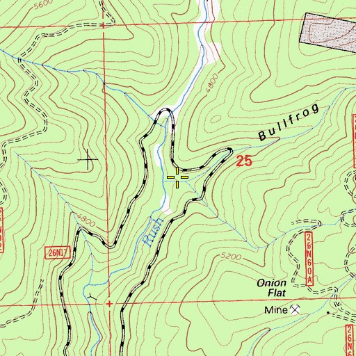 Topographic Map of Bullfrog Ravine, CA