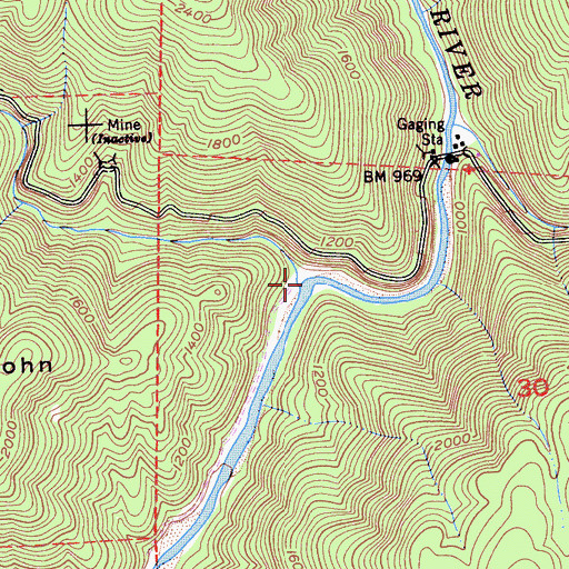 Topographic Map of Bunch Canyon, CA