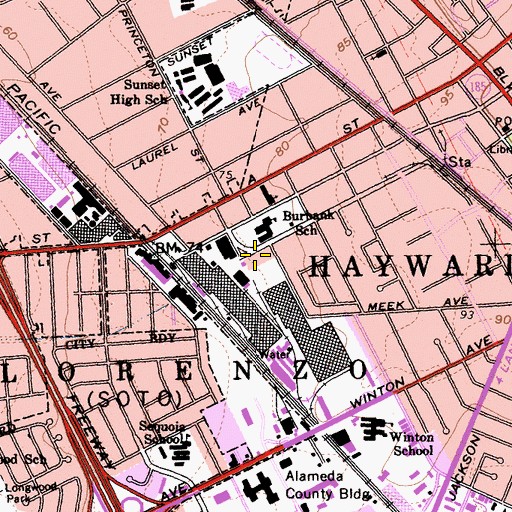 Topographic Map of Burbank Elementary School, CA