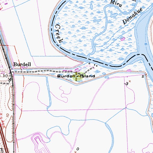 Topographic Map of Burdell Island, CA
