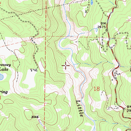 Topographic Map of Burr Creek, CA