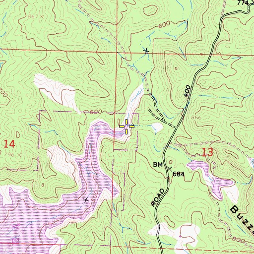 Topographic Map of Buzzard Canyon, CA