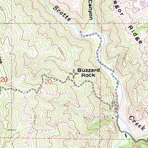 Topographic Map of Buzzard Rock, CA