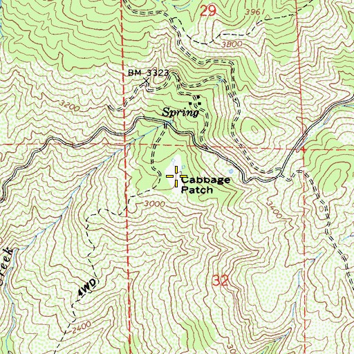 Topographic Map of Cabbage Patch, CA