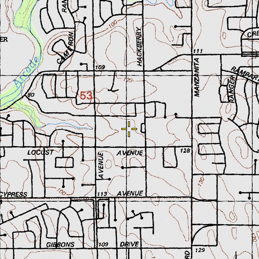 Topographic Map of Cameron Ranch Elementary School, CA