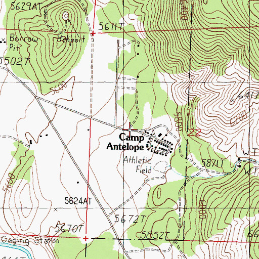 Topographic Map of Camp Antelope, CA