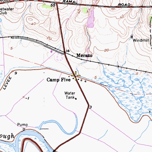 Topographic Map of Camp Five, CA