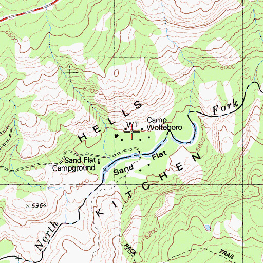 Topographic Map of Camp Wolfeboro, CA