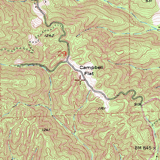 Topographic Map of Campbell Flat, CA