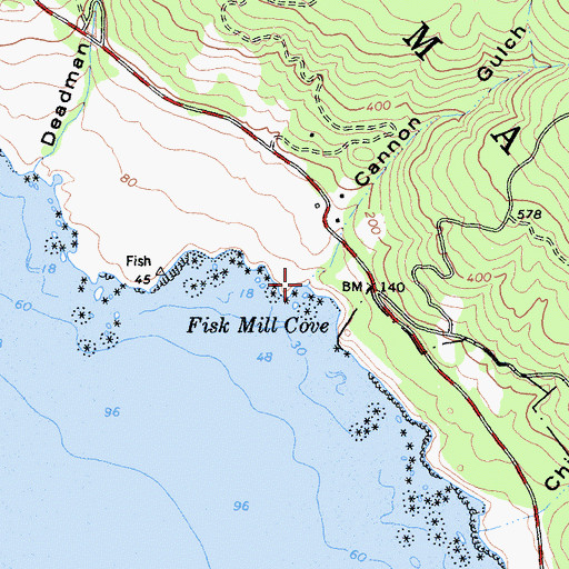 Topographic Map of Cannon Gulch, CA