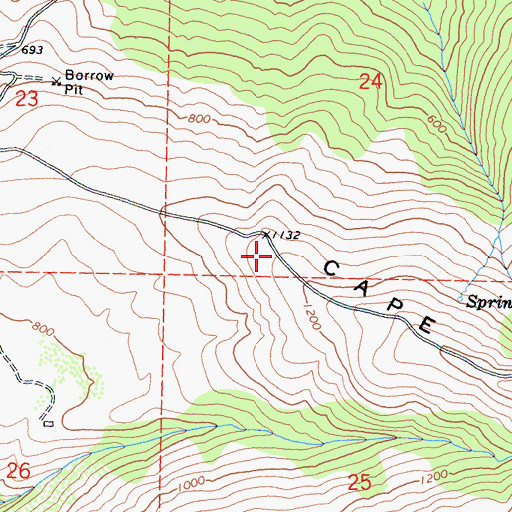 Topographic Map of Cape Ridge, CA