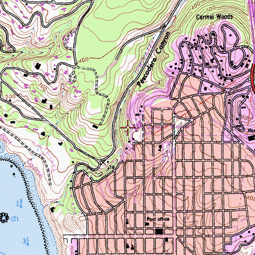 Topographic Map of Carmel Woods School, CA