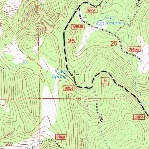 Topographic Map of Cary Spring, CA