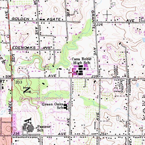 Topographic Map of Casa Roble Fundamental High School, CA