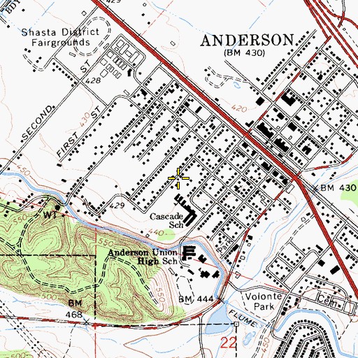 Topographic Map of Cascade Community Day School, CA