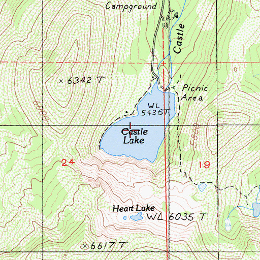 Topographic Map of Castle Lake, CA
